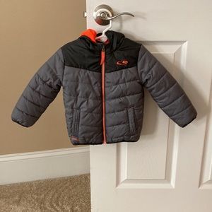 Toddler boys coat orange and gray 2T
